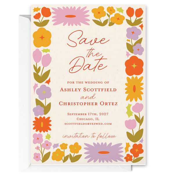 Flower Garden Border Full Color Invitation