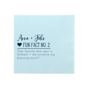 Fun Facts About the Newlyweds Script Heart Wedding Napkin