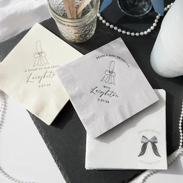 Pearls and Prosecco Champagne Flute Napkin