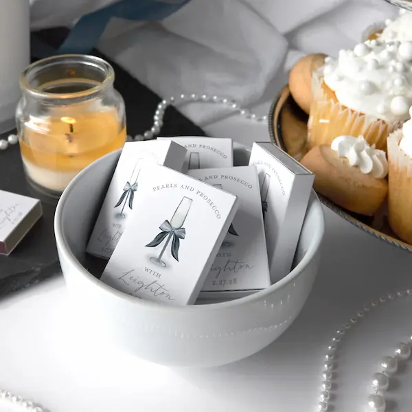 Pearls and Prosecco Full Color Matchbox