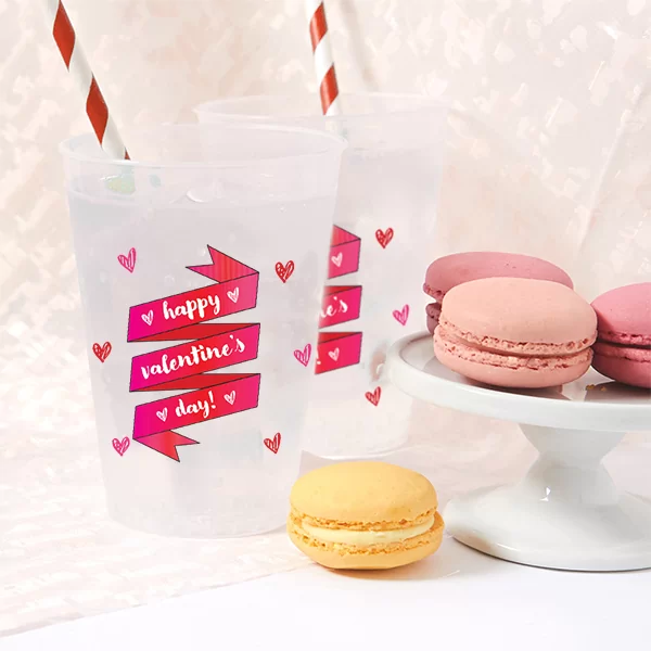 Happy Valentine's Day Banner Frost Flex Cups - Pack of 12