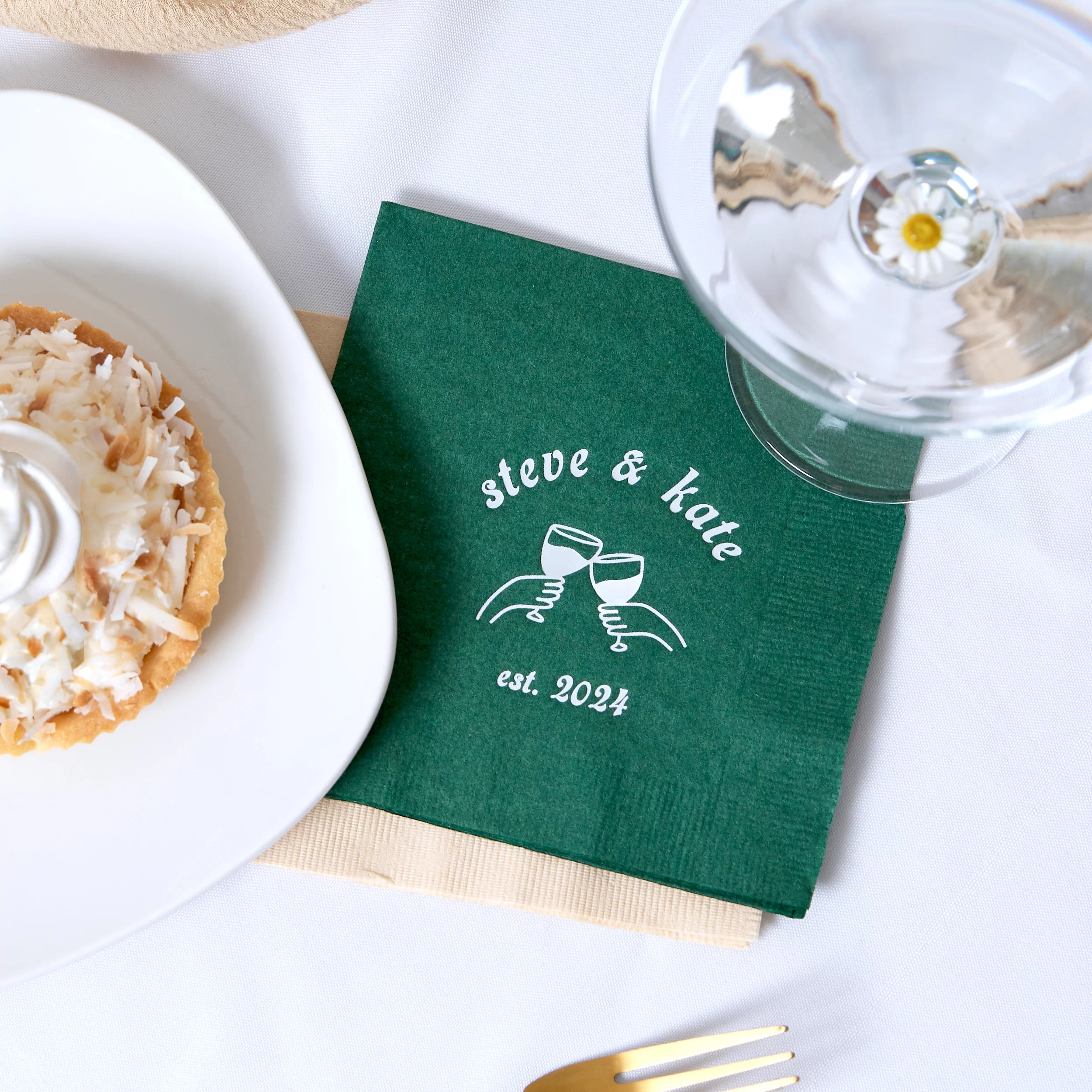 Minimalist Cheers Names and Date Cocktail Napkin